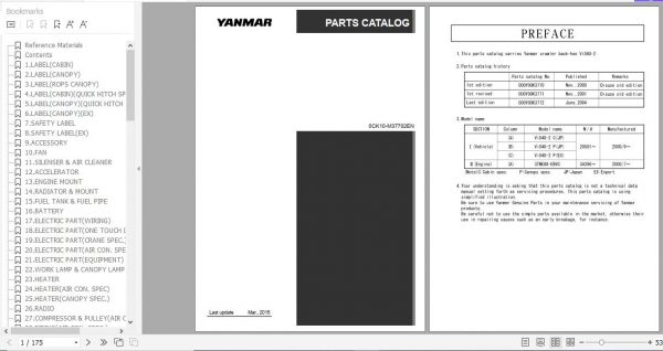 Yanmar Crawler Backhoe VIO40 2 Parts Catalog 0CK10 M37702EN 1