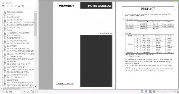 Yanmar Crawler Backhoe VIO40 2 Parts Catalog 0CS10 M41302EN 1