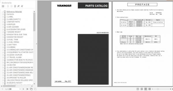 Yanmar Crawler Backhoe VIO75 A Parts Catalog 0CS10 M43501EN 1
