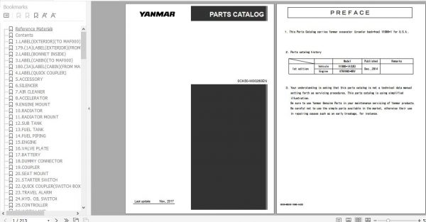 Yanmar Crawler Backhoe VIO80 1A Parts Catalog 0CK50 M00260EN 1