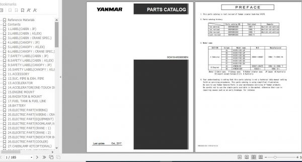 Yanmar Crawler Backhoe ViO70 Parts Catalog 0CK10 M33003 1