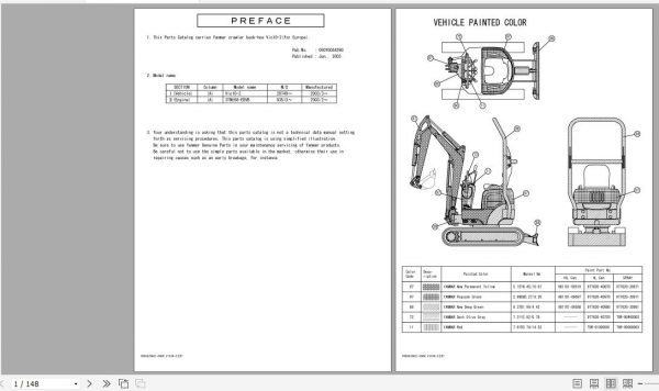 Yanmar Crawler Backhoe Vio10 2 Parts Catalog Y00S4290 1