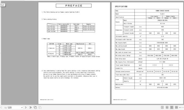 Yanmar Crawler Backhoe Vio30 1 Parts Catalog Y00K3433 1