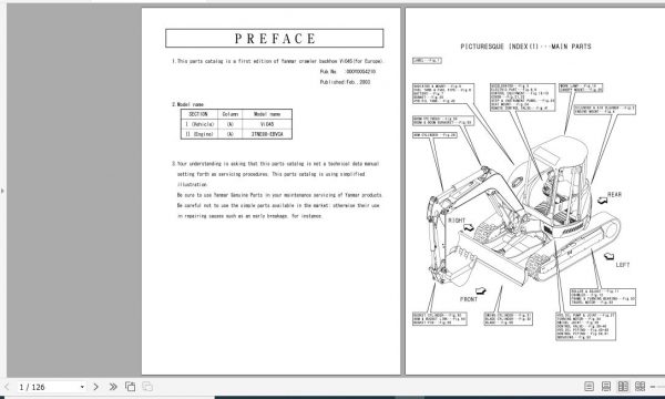 Yanmar Crawler Backhoe Vio45 Parts Catalog Y00S4210 1