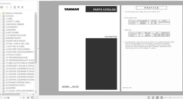 Yanmar Crawler Carrier C12RUS Parts Catalog 0CS10 M42701EN 1