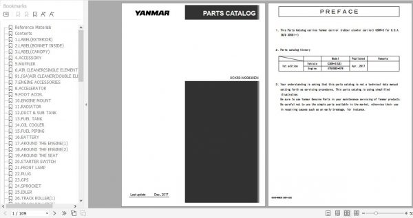 Yanmar Crawler Carrier C30R 3US Parts Catalog 0CK50 M00830EN 1