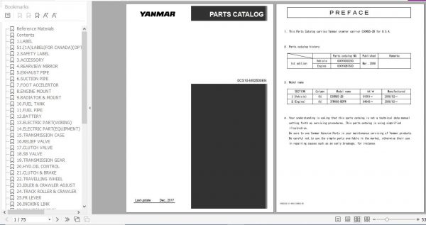Yanmar Crawler Carrier C30RUS 2B Parts Catalog 0CS10 M52500EN 1