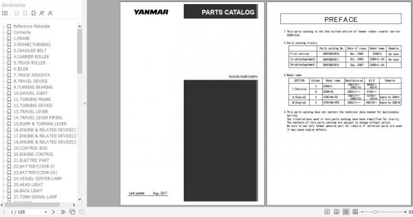 Yanmar Crawler Carrier C50R 3A Parts Catalog 0CK30 M38102EN 1