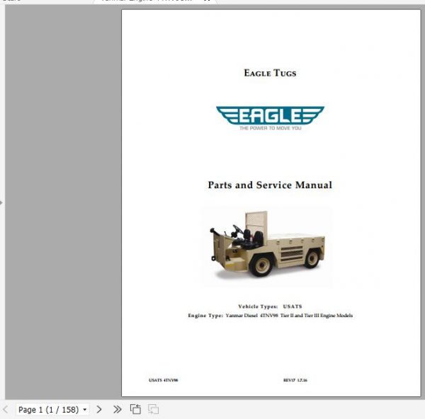 Yanmar Diesel Engine 4TNV98T Tier II III Parts and Service Manual 1