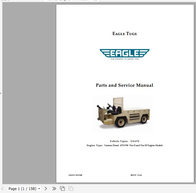 Yanmar Diesel Engine 4TNV98T Tier II III Parts and Service Manual 1