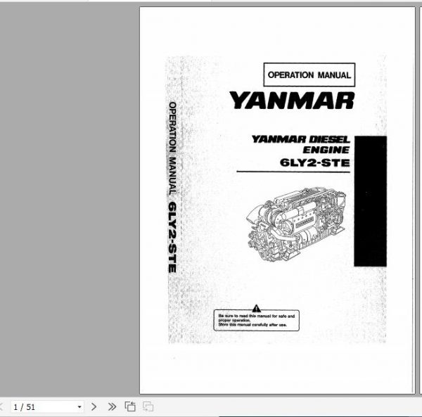 Yanmar Diesel Engine 6LY2 STE Operation Manual 499613 02820 1