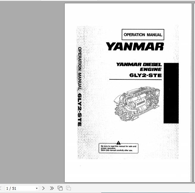 Yanmar Diesel Engine 6LY2 STE Operation Manual 499613 02820 1