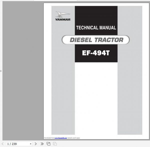 Yanmar Diesel Tractor EF 494T Technical Manual 0B040 G02300 1