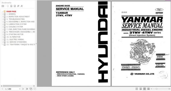 Yanmar Engine 3TNV 4TNV Service Manual M9961 02E050 1