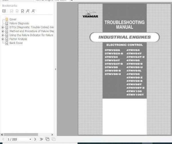 Yanmar Engine 3TNV82 88 4TNV84 106 Electronic Control Troubleshooting Manual 0DTNV G00600 1
