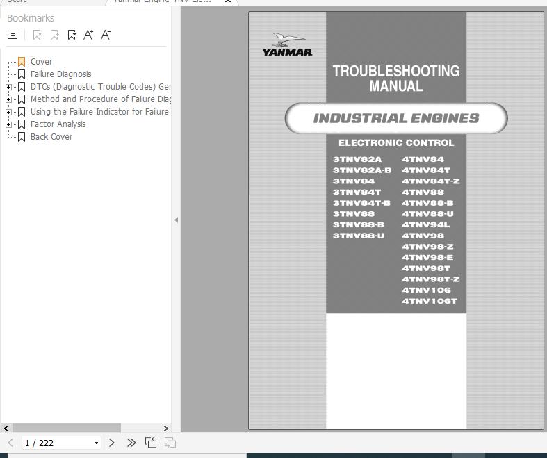 Yanmar Engine 3TNV82 88 4TNV84 106 Electronic Control Troubleshooting Manual 0DTNV G00600 1