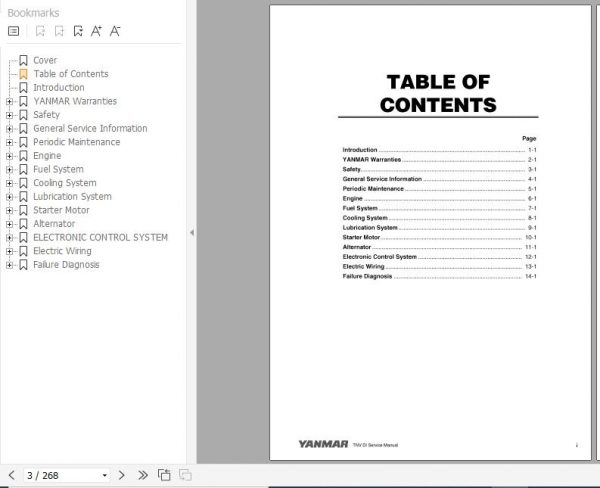 Yanmar Engine 3TNV88F Service Manual 0BTN4 G00400 2