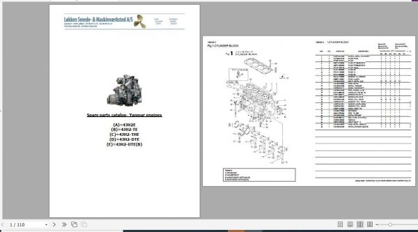 Yanmar Engine 4JH2 Parts Catalog Y00R3512 1