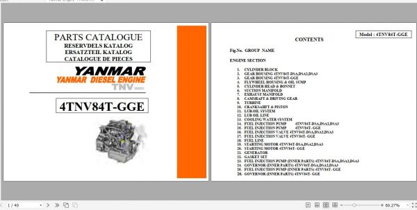 Yanmar Engine 4TN 4TNE 4TNV Parts Catalog 3