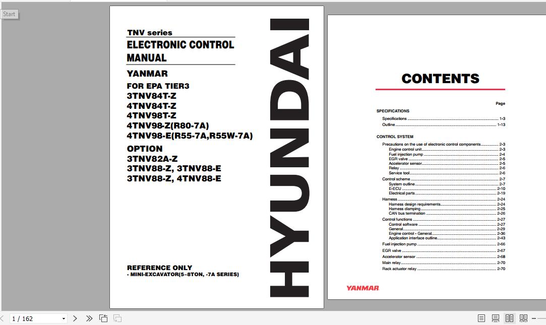Yanmar Engine Hyundai TNV Series Electronic Control Manual 1