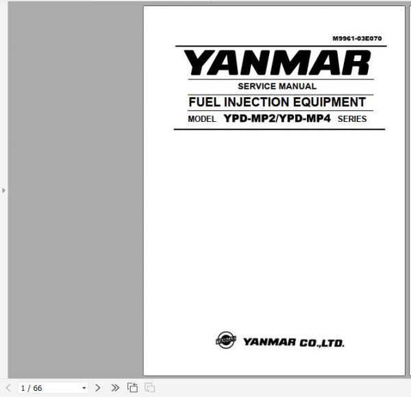 Yanmar Engine YPD MP2 YPD MP4 Series Service Manual M9961 03E70 1