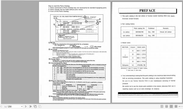Yanmar Excavator B50 2 Parts Catalog Y00K2781 1