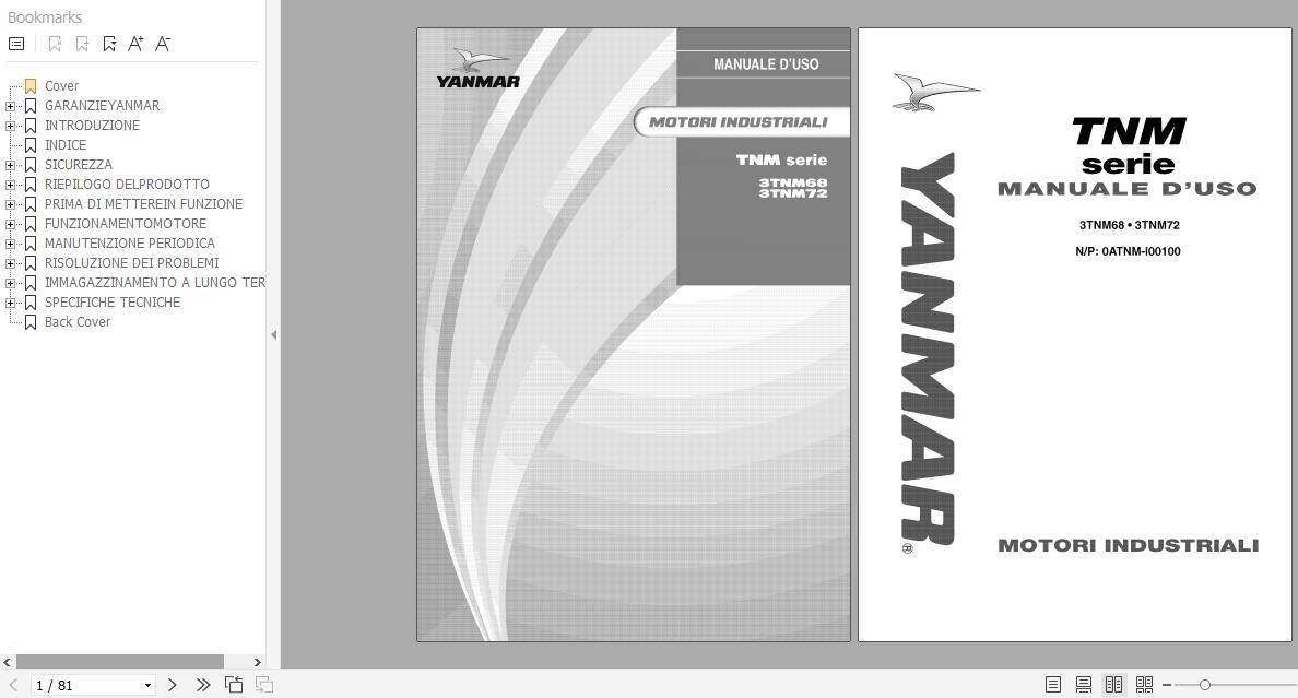 Yanmar Industrial Engines 3TNM68 3TNM72 Operation Manual IT 0ATNM I00100 1