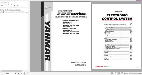 Yanmar Industrial Engines TNV Series Electronic Control System 0DTNV G00400 1