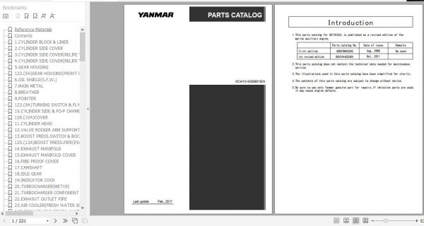 Yanmar Marine Auxiliary Engine 6EY18AL Parts Catalog 0CH10 M35901EN 1
