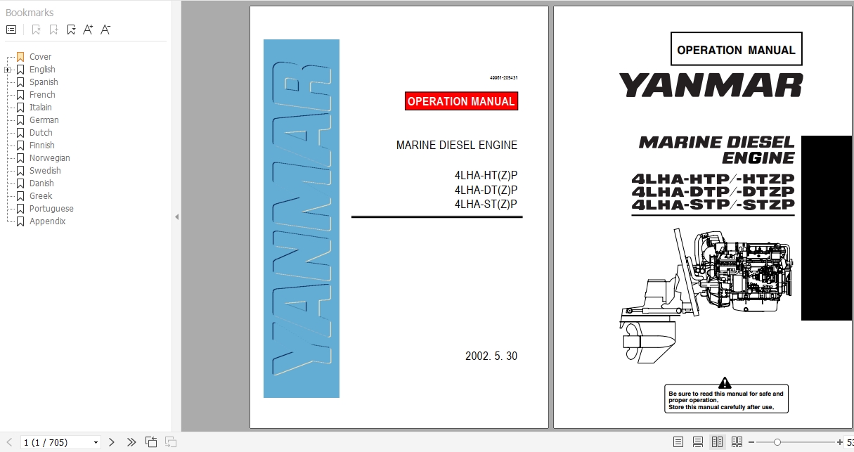 Yanmar Marine Diesel Engine 4LHA HTZP 4LHA DTZP 4LHA STZP Operation Manual 9961 205431 1