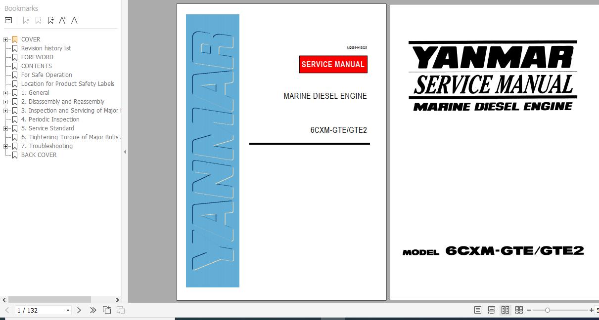 Yanmar Marine Diesel Engine 6CXM GTE 6CXM GTE2 Servcie Manual M9961 H13021 1