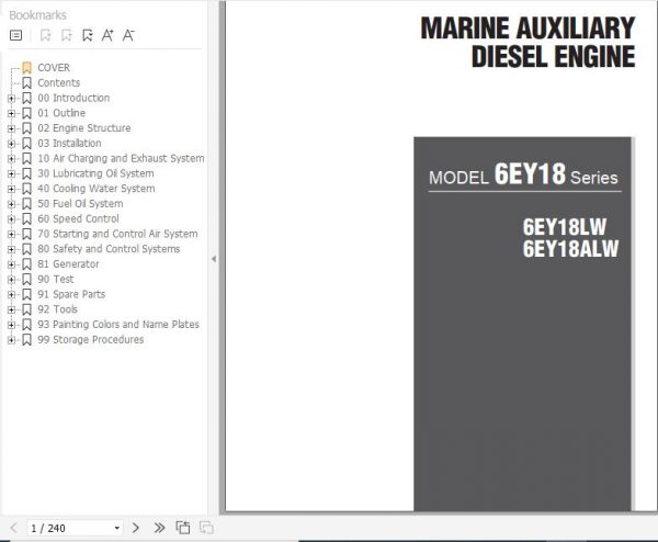 Yanmar Marine Diesel Engine 6EY18LW 6EY18ALW Service Manual 0GEY1 G00300 1