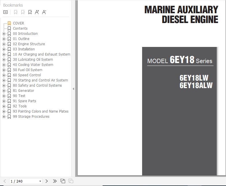 Yanmar Marine Diesel Engine 6EY18LW 6EY18ALW Service Manual 0GEY1 G00300 1