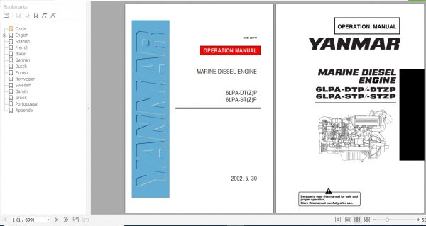 Yanmar Marine Diesel Engine 6LPA DTZP 6LPA STZP Operation Manual 9961 205771 1