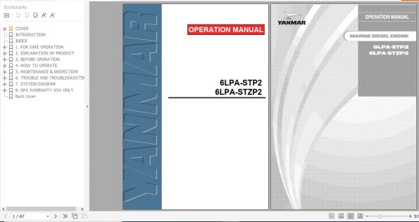 Yanmar Marine Diesel Engine 6LPA STP2 6LPA STZP2 Operation Manual