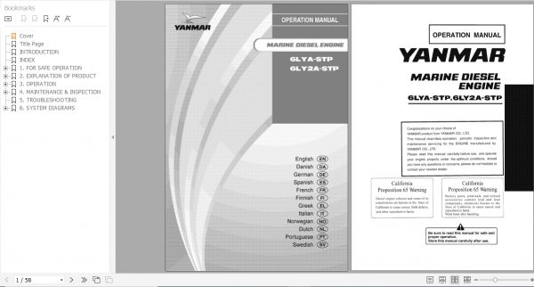 Yanmar Marine Diesel Engine 6LYA STP 6LY2A STP Operation Manual 49961 205581 1