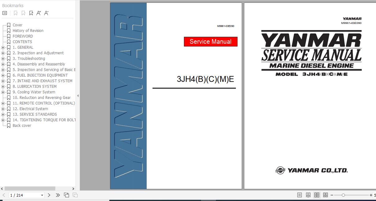Yanmar Marine Engine 3JH4BCME Service Maual M9961 03E090 1
