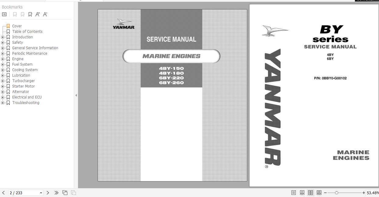 Yanmar Marine Engine BY Series Service 0BBY0 G00102 1