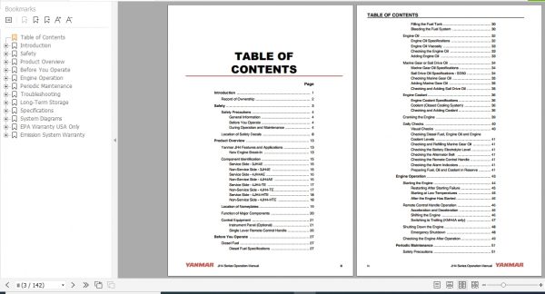 Yanmar Marine Engine JH4 Series Operations Manual 0AJH4 G00102 2