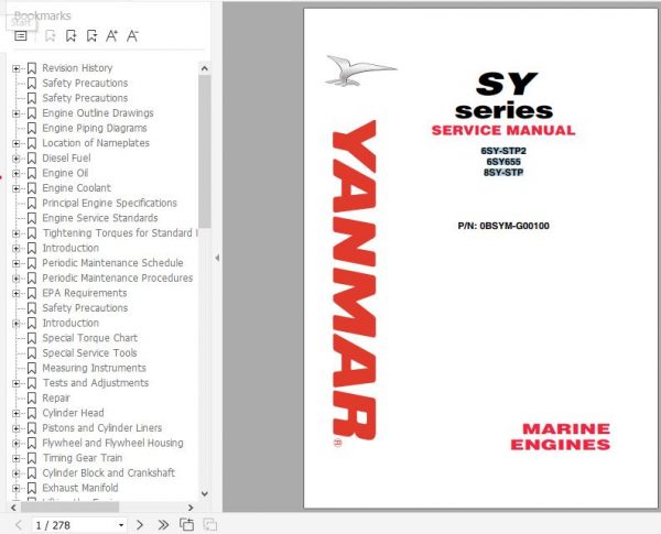 Yanmar Marine Engine SY Series Service Manual 0BSYM G00100 1