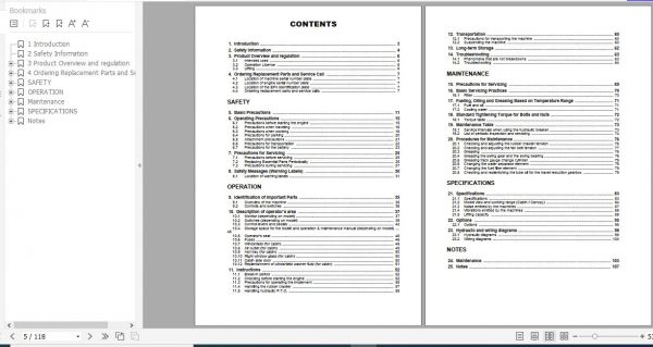 Yanmar Mini Excavator SV15 SV17 SV17EX Operation Maintenance Manual DE EN FR IT 2