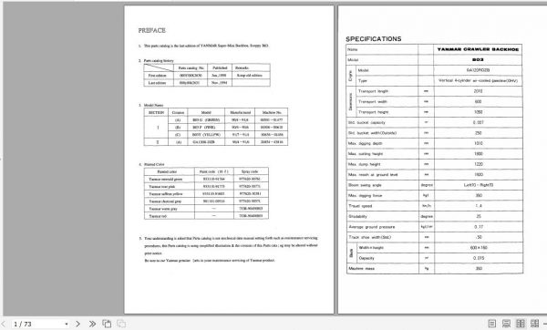 Yanmar Mini Excavator Scoppy B03 Parts Catalog y00k2631 1