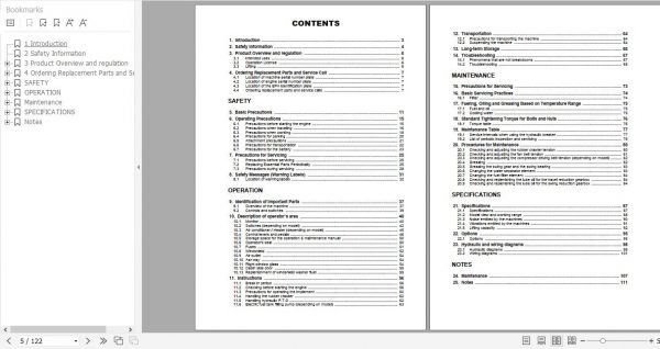 Yanmar Mini Excavator ViO75 A B7 S A SV100 Operation Maintenance Manual DE EN FR IT 2