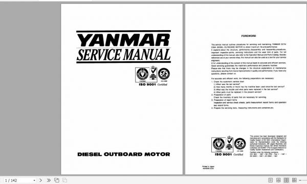 Yanmar Outboard Motor D27A D36A Servcie Manual A0A5055 JC03 1