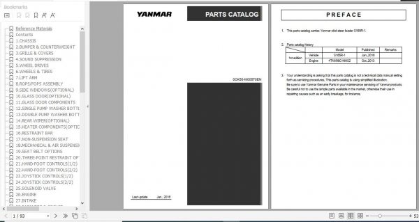 Yanmar Skid Steer Loader S165R 1 Parts Catalog 0CK50 M00570EN 1