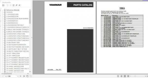 Yanmar Skid Steer Loader S220R 1 Parts Catalog 0CS10 M59000EN 1