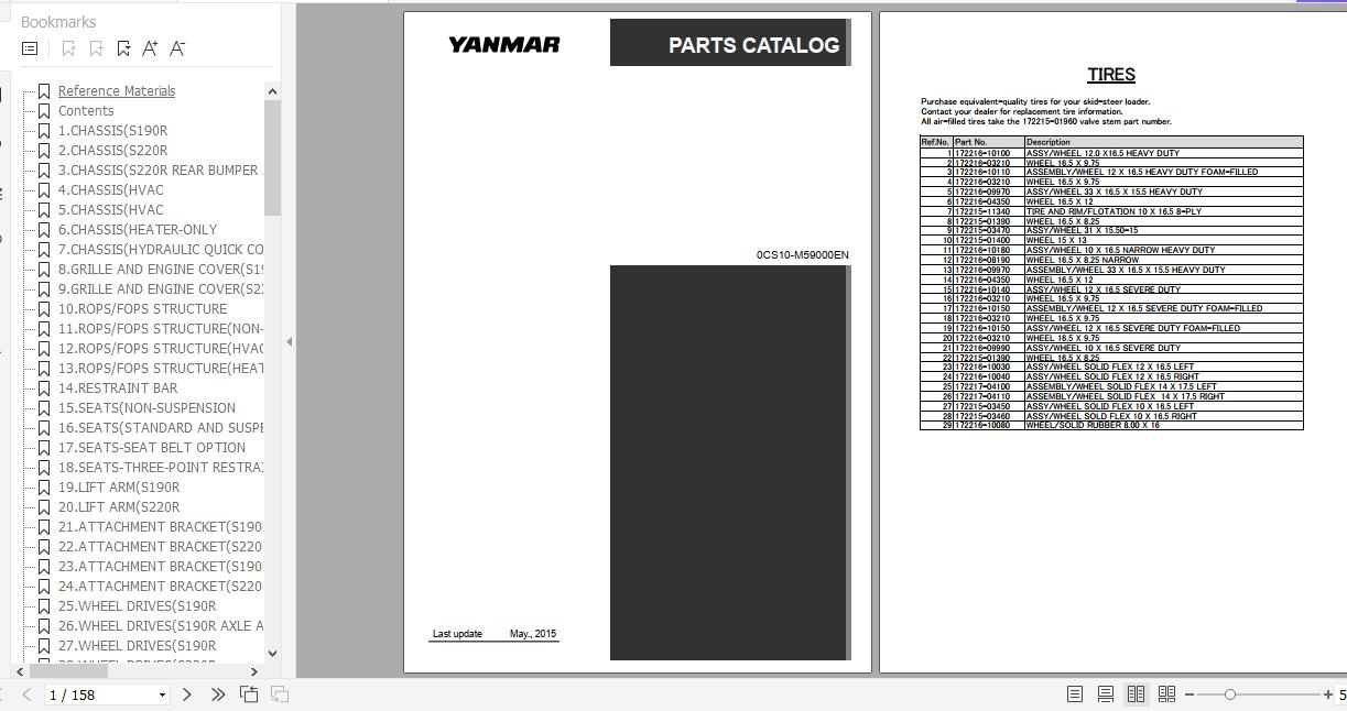 Yanmar Skid Steer Loader S220R 1 Parts Catalog 0CS10 M59000EN 1