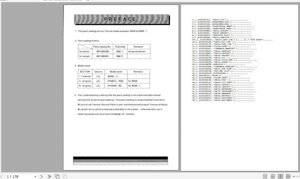 Yanmar Wheel Excavator B50W B50W 1 Parts Catalog Y00S3381 1