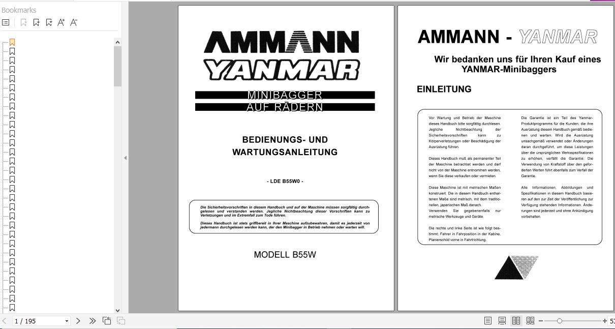 Yanmar Wheel Excavator B55W Operation Maintenance Manual DE 1