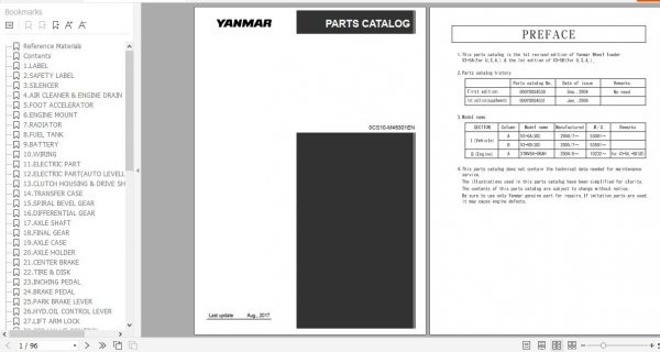 Yanmar Wheel Loader V3 5A V3 5B Parts Catalog 0CS10 M45301EN 1